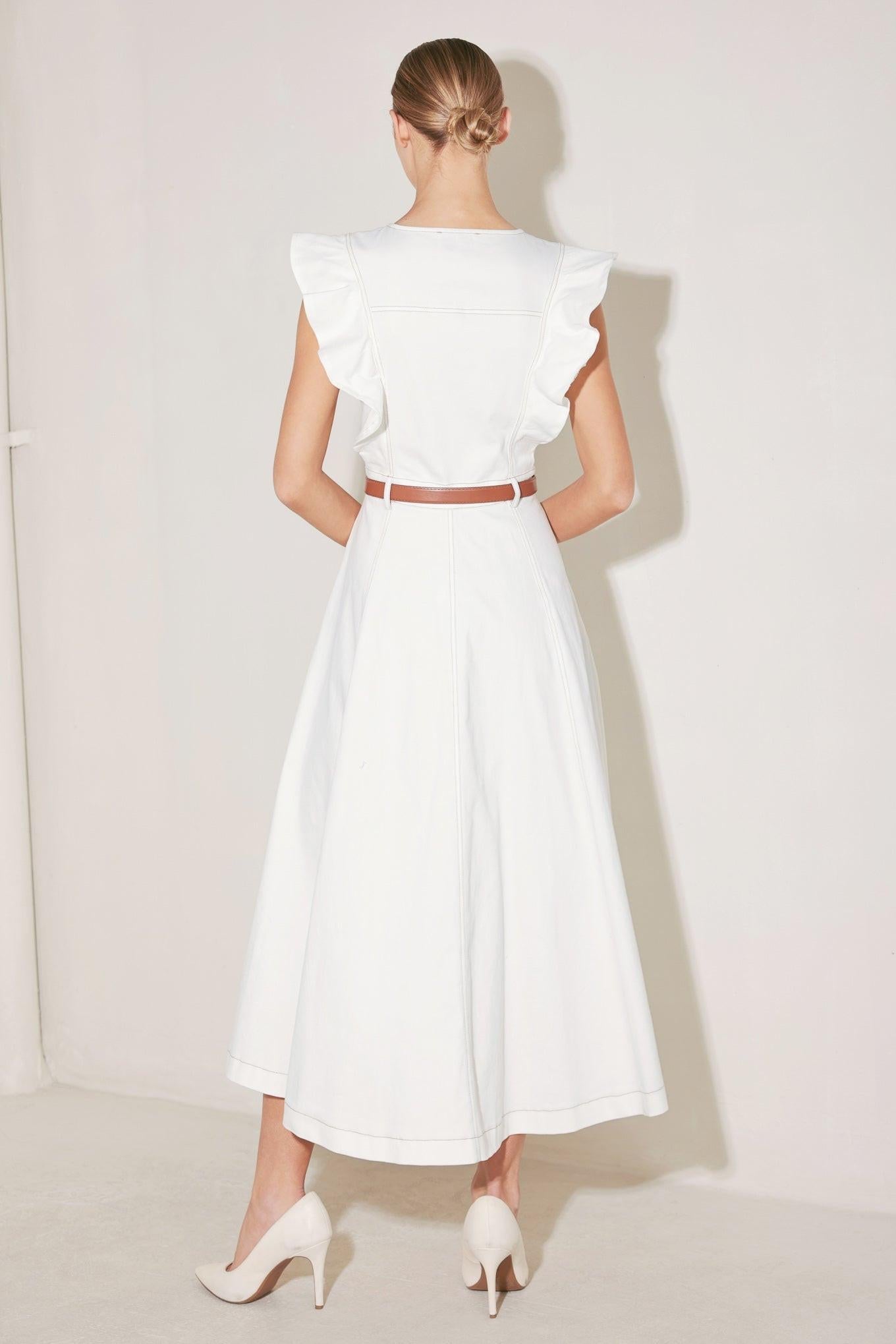 SOFT POWER STORY WOVEN MIDI DRESS Flying Tomato