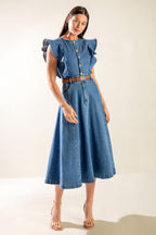 CLASSIC WITH A TWIST DENIM MIDI DRESS Flying Tomato