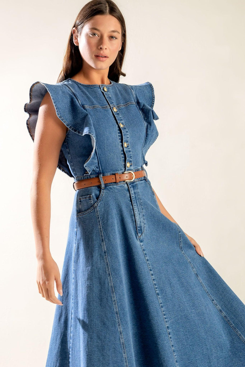 CLASSIC WITH A TWIST DENIM MIDI DRESS Flying Tomato