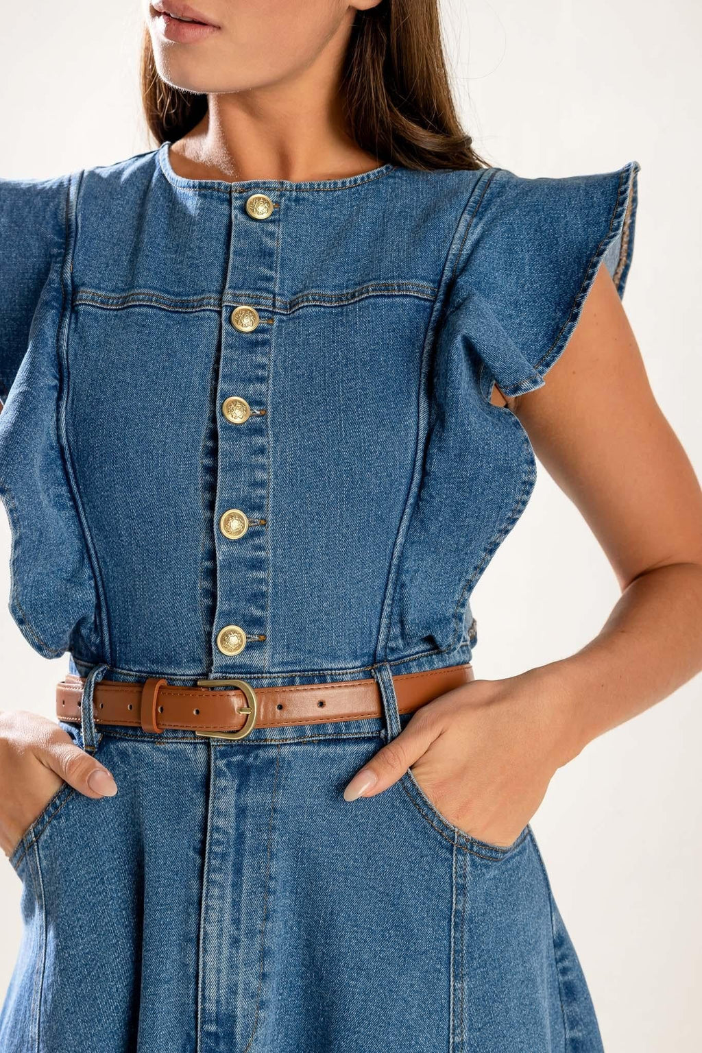 CLASSIC WITH A TWIST DENIM MIDI DRESS Flying Tomato