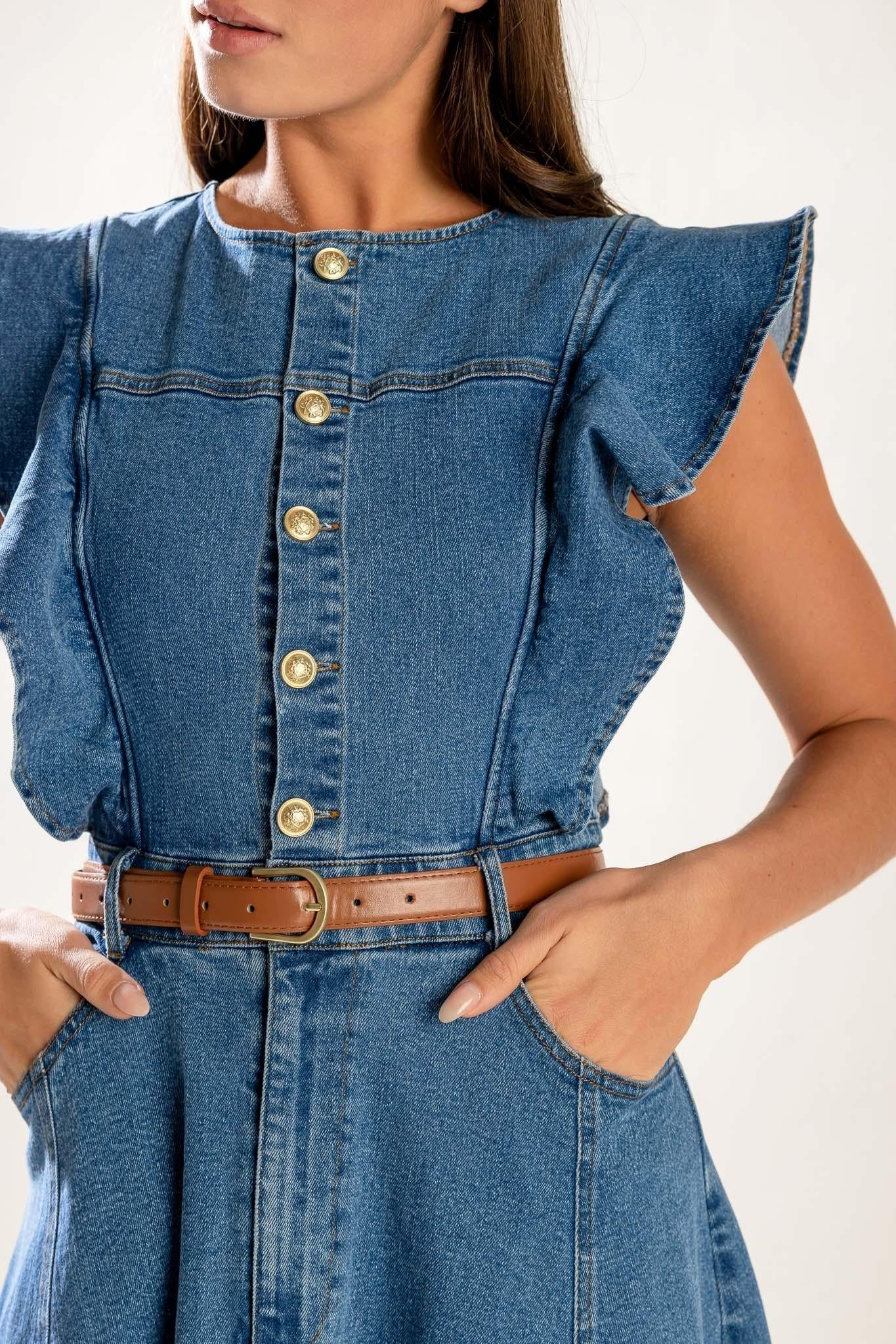 CLASSIC WITH A TWIST DENIM MIDI DRESS Flying Tomato