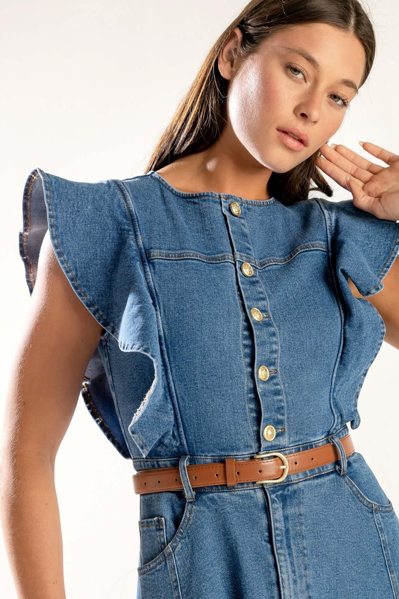 CLASSIC WITH A TWIST DENIM MIDI DRESS Flying Tomato