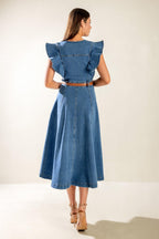 CLASSIC WITH A TWIST DENIM MIDI DRESS Flying Tomato