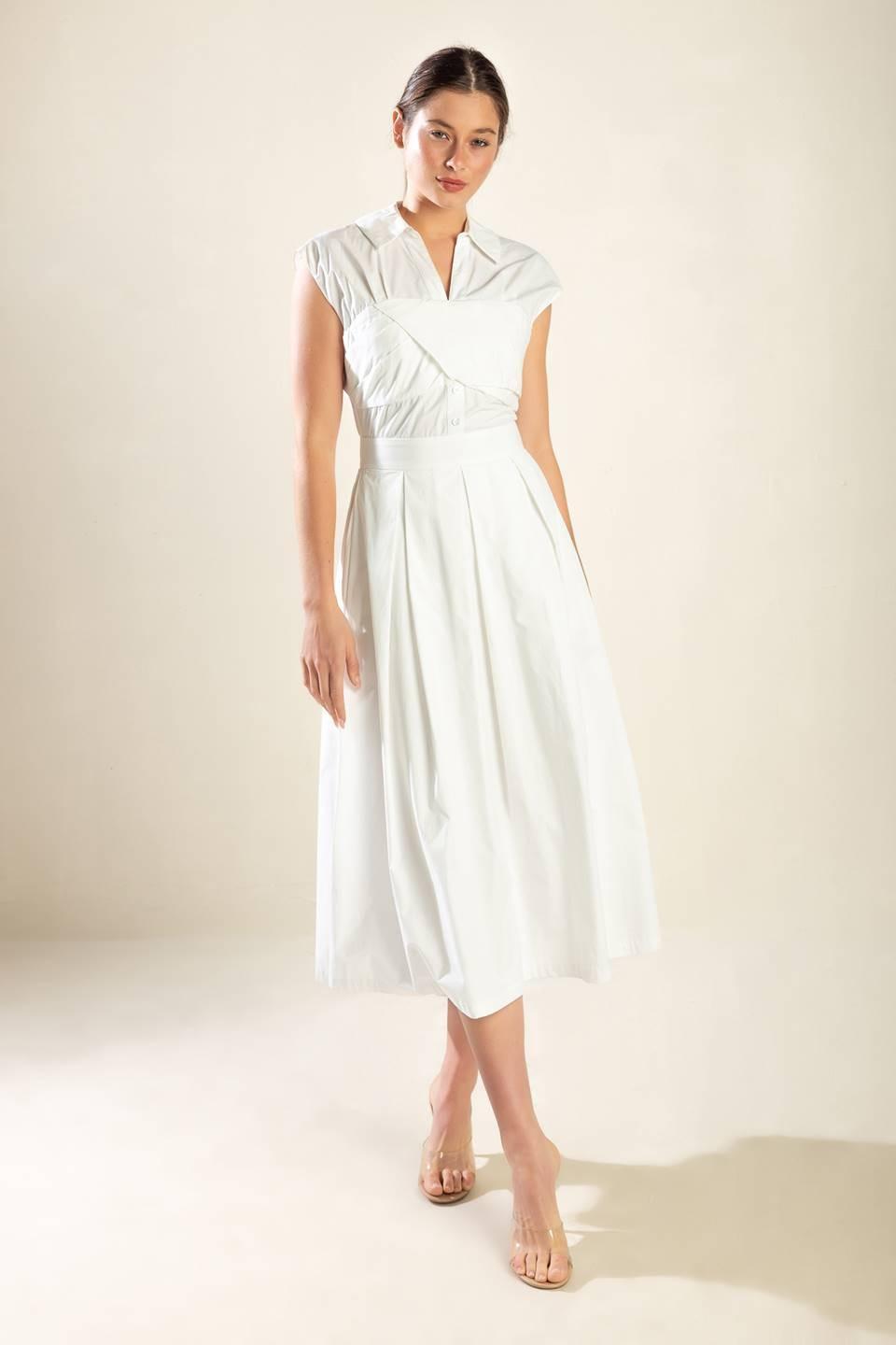DREAMY IMPRESSION WOVEN MIDI DRESS Flying Tomato