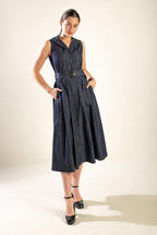 OASIS OF CALM RIGID DENIM MIDI DRESS Flying Tomato