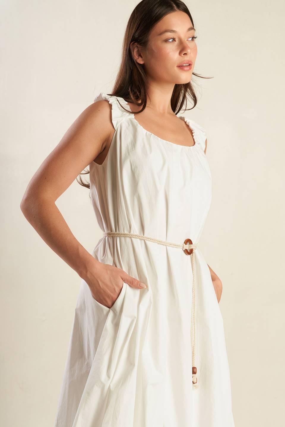 RIVERSIDE SIPS WOVEN MIDI DRESS Flying Tomato
