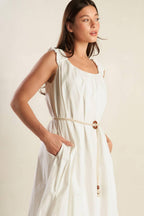 RIVERSIDE SIPS WOVEN MIDI DRESS Flying Tomato