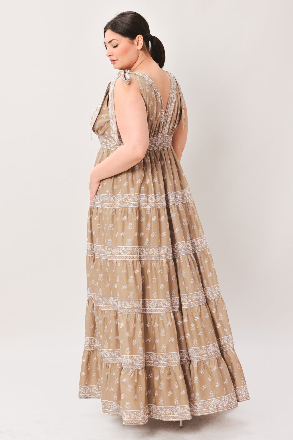 CUDDLY ATTITUDE TAUPE WOVEN MAXI DRESS Flying Tomato
