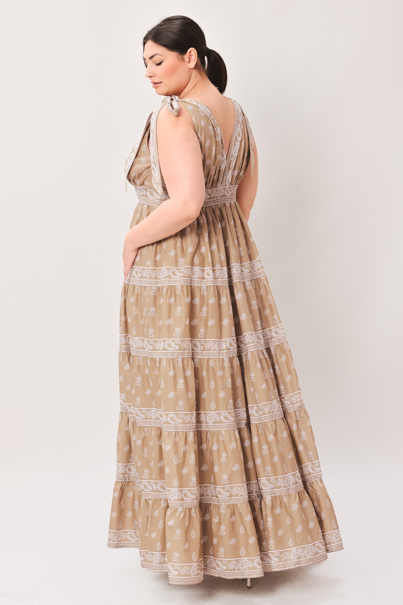 CUDDLY ATTITUDE TAUPE WOVEN MAXI DRESS Flying Tomato