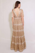 CUDDLY ATTITUDE TAUPE WOVEN MAXI DRESS Flying Tomato