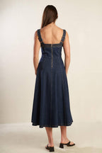 TERRIFIC TIMING DENIM MIDI DRESS Flying Tomato