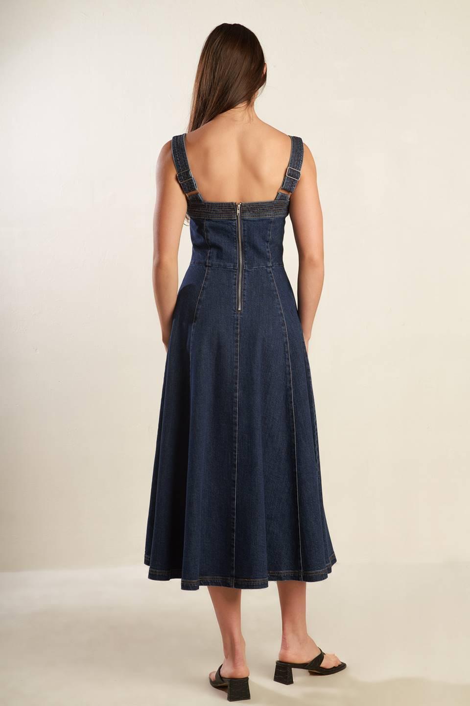 TERRIFIC TIMING DENIM MIDI DRESS Flying Tomato