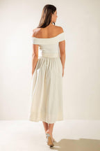 SOCIAL SEASON  OFF SHOULDER MIDI DRESS Flying Tomato