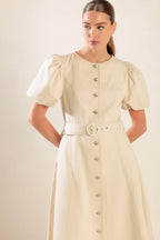 CAPTURED BY THE NIGHT TWILL MIDI DRESS Flying Tomato
