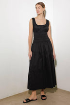 LOVELIEST LOOKS BLACK WOVEN MIDI DRESS Flying Tomato