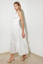 LOVELIEST LOOKS WHITE WOVEN MIDI DRESS Flying Tomato