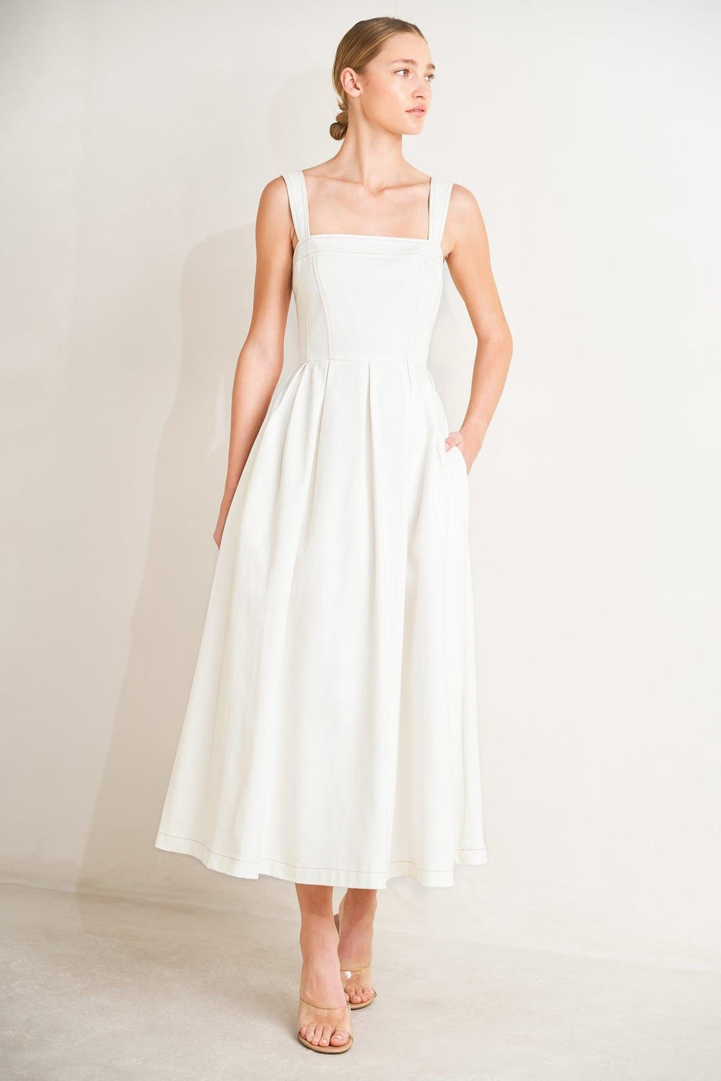 SERENE CHARM WOVEN MIDI DRESS Flying Tomato