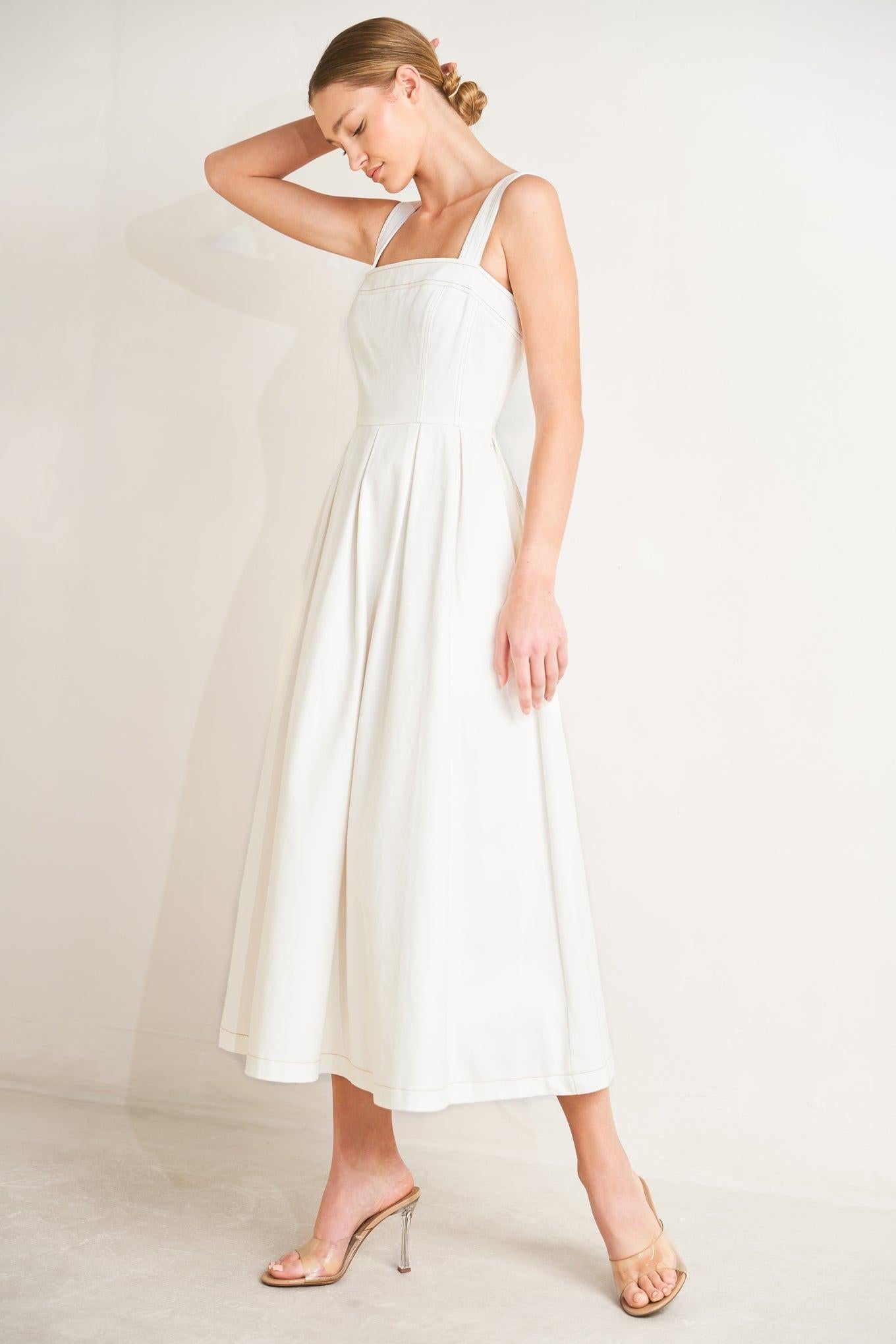 SERENE CHARM WOVEN MIDI DRESS Flying Tomato