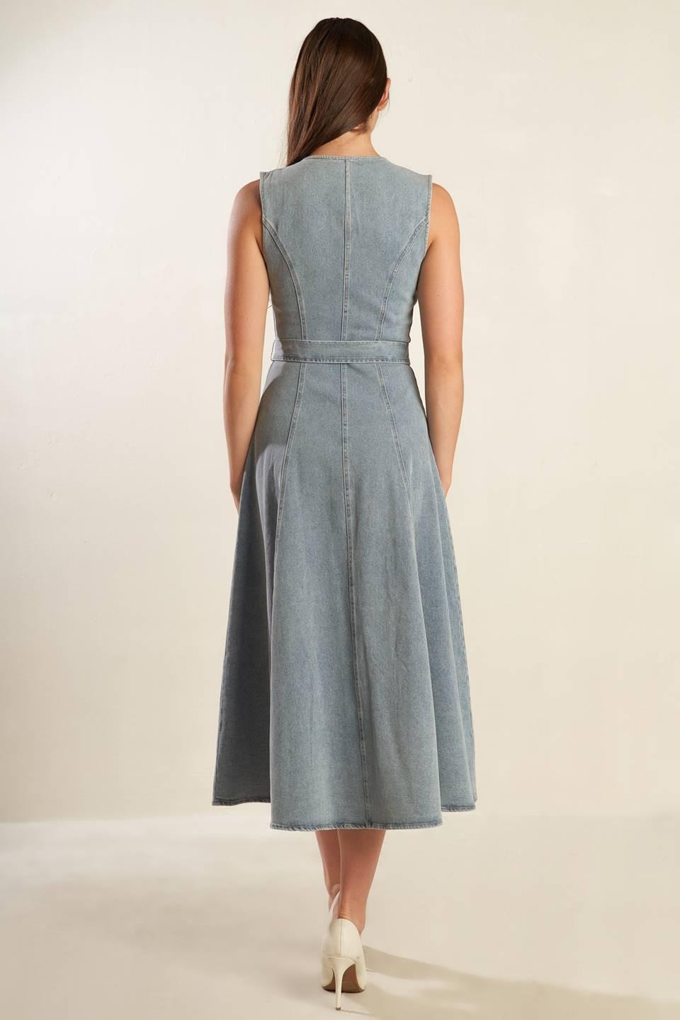 NAUTICAL & NICE DENIM MIDI DRESS Flying Tomato