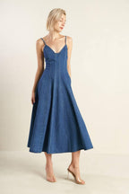 ROSEWOOD ROMANCE DENIM MIDI DRESS Flying Tomato