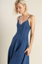 ROSEWOOD ROMANCE DENIM MIDI DRESS Flying Tomato