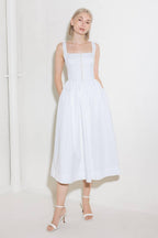 CATCH THE SUN IN WHITE  WOVEN MIDI DRESS Flying Tomato
