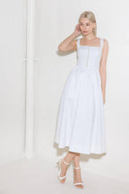 CATCH THE SUN IN WHITE  WOVEN MIDI DRESS Flying Tomato