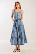 SUNSHINE STATE OF MIND INDIGO DENIM DRESS Flying Tomato
