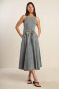 A DAY AT THE VINEYARD DENIM MIDI DRESS Flying Tomato