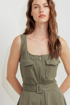 OLIVE GROVE WOVEN MIDI DRESS Flying Tomato