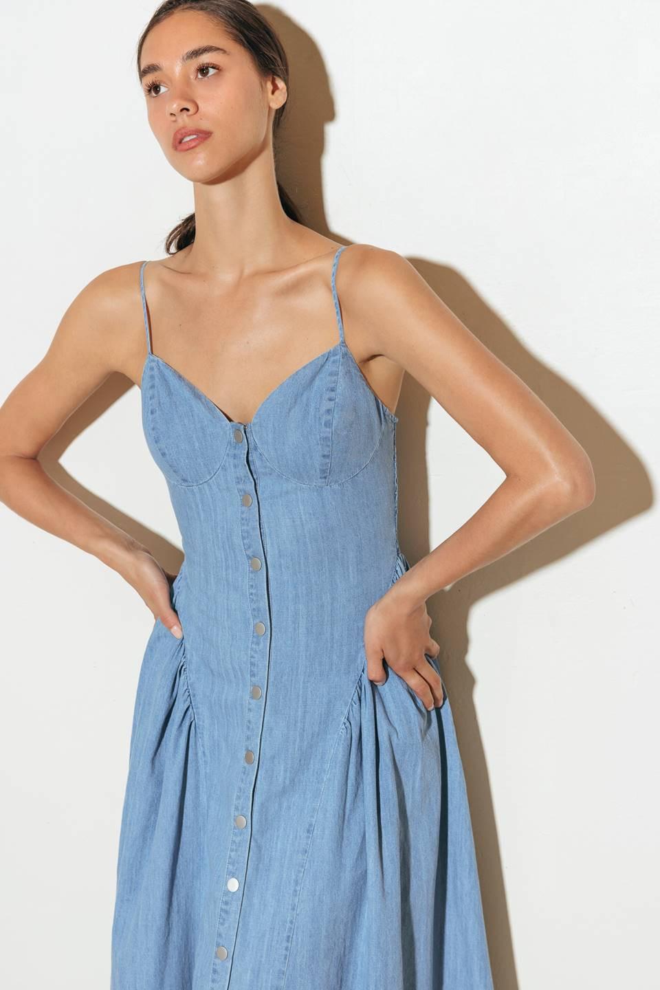 BLUEBELL BREEZE LIGHTWEIGHT DENIM MIDI DRESS Flying Tomato