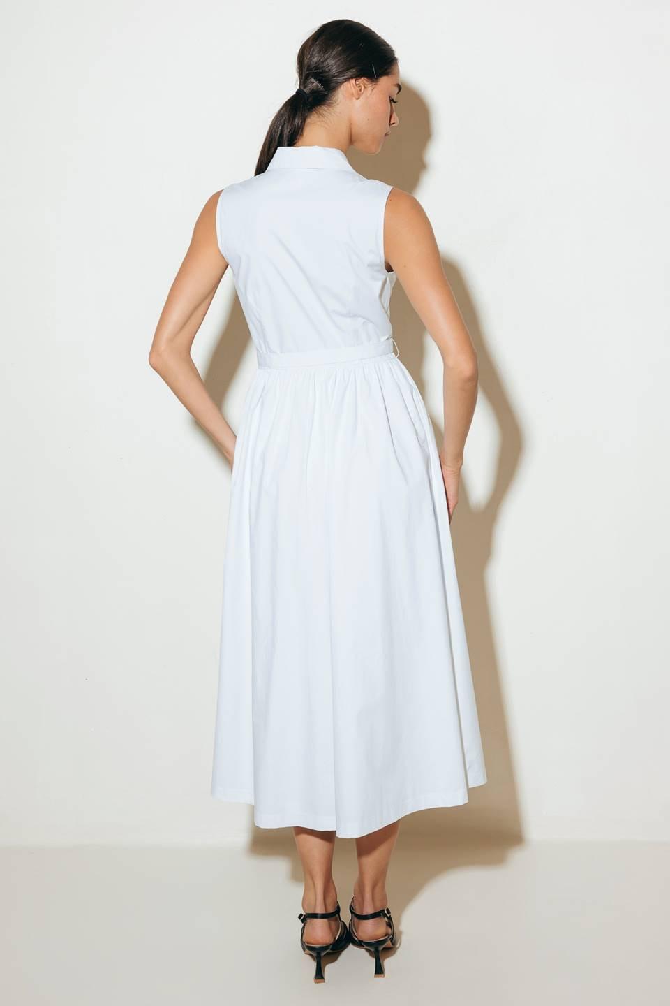 NUE EASE WHITE WOVEN MDI DRESS Flying Tomato