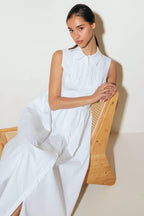 NUE EASE WHITE WOVEN MDI DRESS Flying Tomato