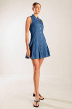 WHERE I WANT TO BE DENIM MINI DRESS Flying Tomato