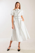 IN THE BREEZE WHITE WOVEN MIDI DRESS Flying Tomato