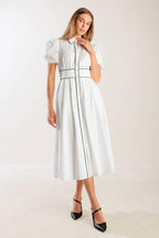 IN THE BREEZE WHITE WOVEN MIDI DRESS Flying Tomato