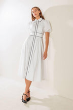 IN THE BREEZE WHITE WOVEN MIDI DRESS Flying Tomato