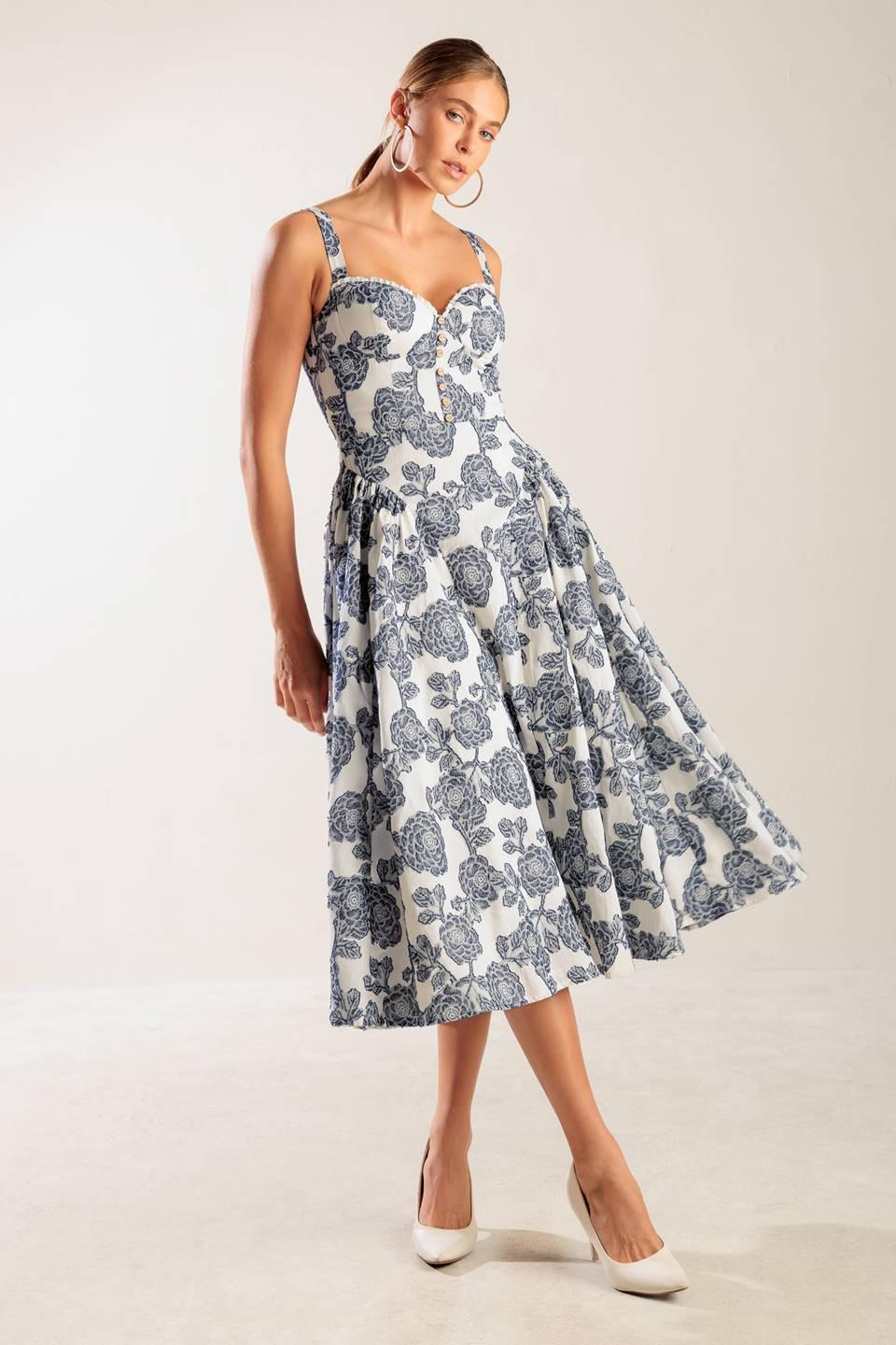 EXPLORING NEW INTERESTS WOVEN MIDI DRESS Flying Tomato