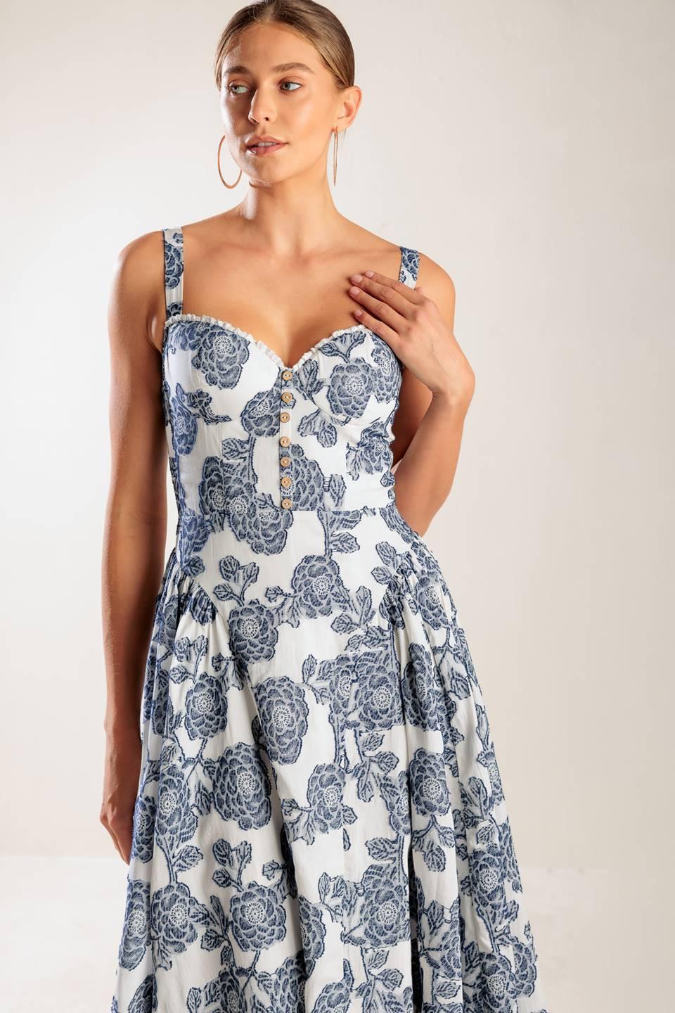 EXPLORING NEW INTERESTS WOVEN MIDI DRESS Flying Tomato