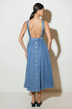 LAVENDER FIELDS DENIM MIDI DRESS Flying Tomato