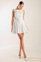NO COMPARISON WHITE WOVEN MINI DRESS Flying Tomato