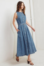 MIDNIGHT RODEO DENIM MIDI DRESS Flying Tomato