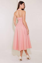 CAUGHT IN THE RAIN PINK WOVEN MIDI DRESS Flying Tomato