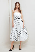 MONROE DOT WHITE WOVEN MIDI DRESS Flying Tomato