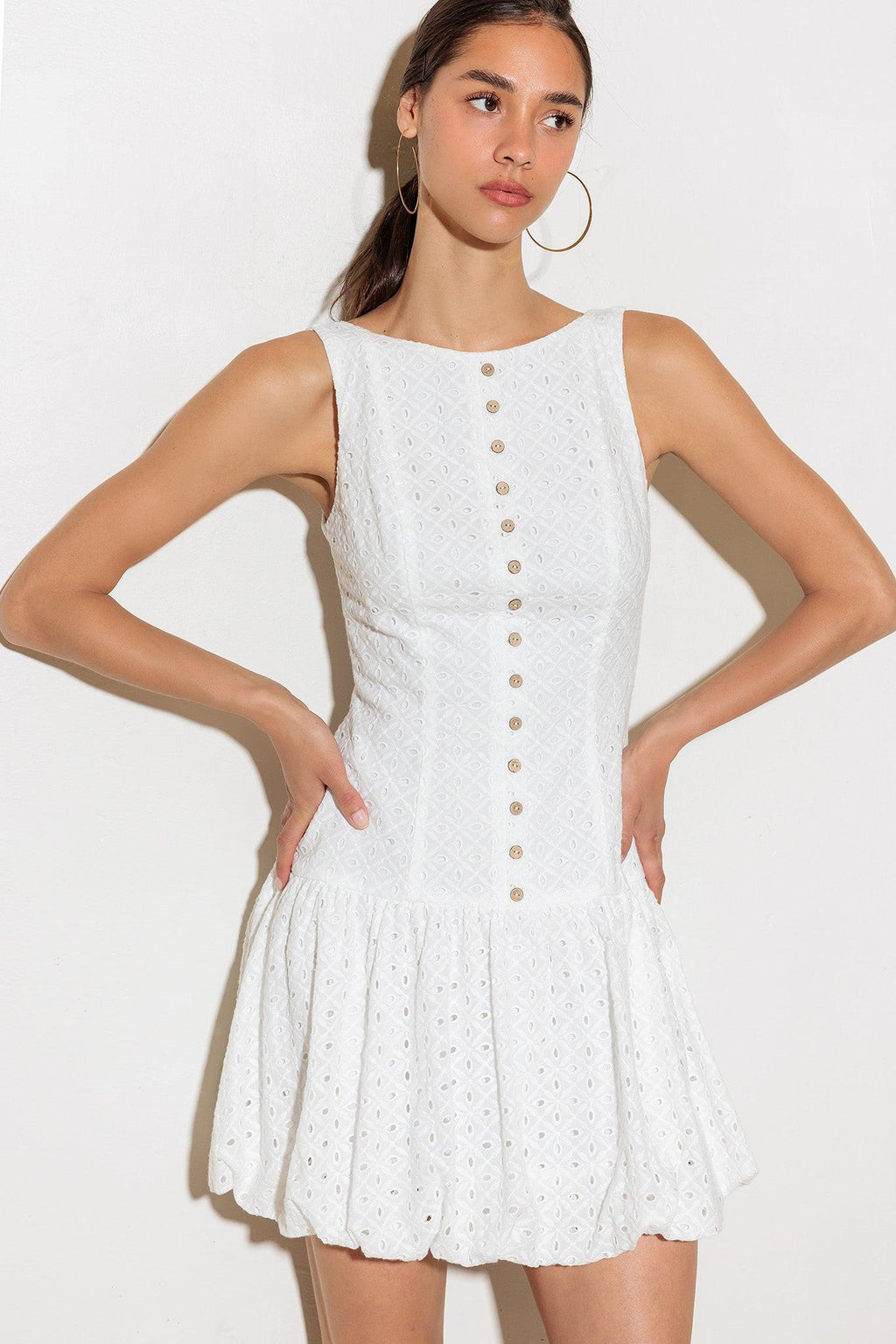 AT FIRST GLANCE WOVEN MINI DRESS Flying Tomato