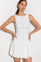 AT FIRST GLANCE WOVEN MINI DRESS Flying Tomato