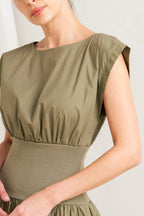 DREAMWEAVER ROMANTIC OLIVE WOVEN MIDI DRESS Flying Tomato