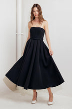 BLACK TIE MUSE WOVEN MIDI DRESS Flying Tomato