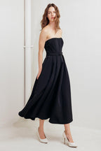 BLACK TIE MUSE WOVEN MIDI DRESS Flying Tomato
