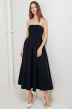 BLACK TIE MUSE WOVEN MIDI DRESS Flying Tomato